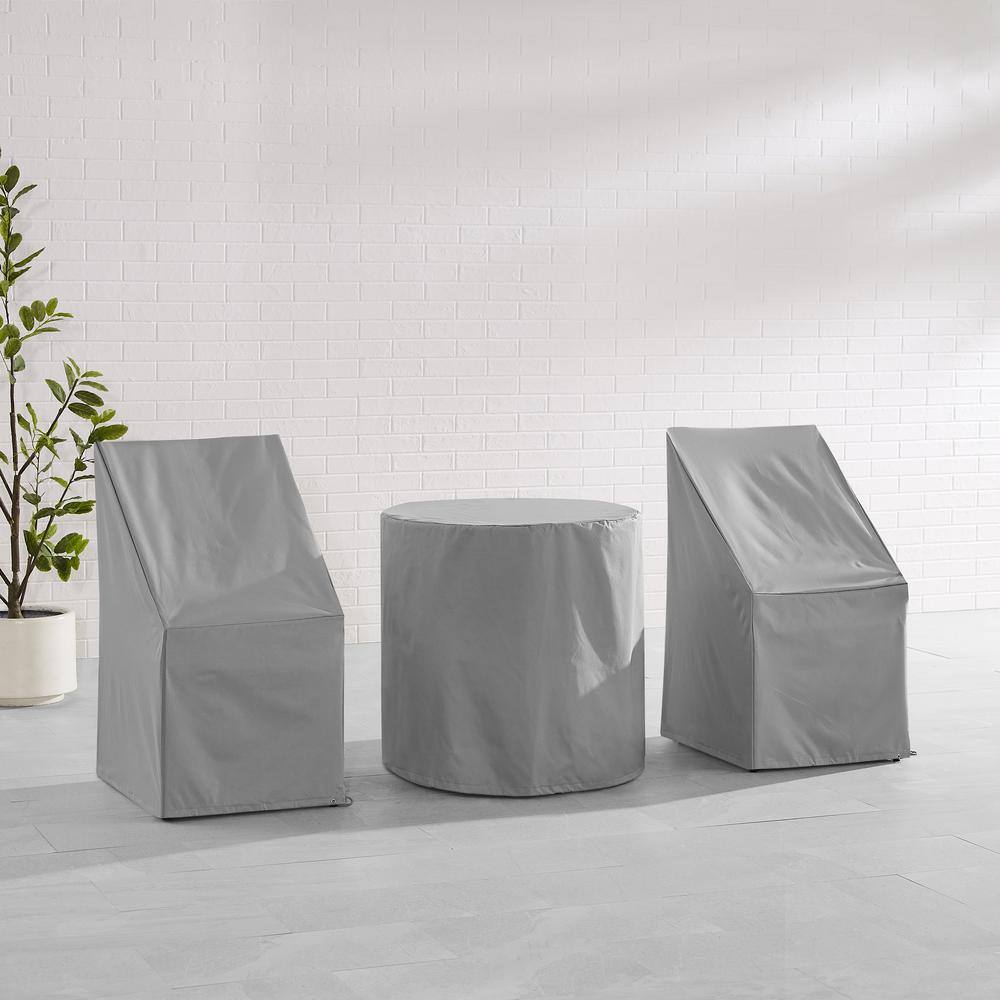 Gray Vinyl 3-Piece Outdoor Bistro Furniture Cover Set