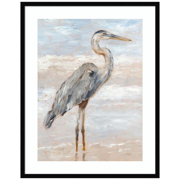 Amanti Art "Beach Heron I" by Ethan Harper 1 Pieceood Framed Giclee Animal Art Print 33 in. x 26 in.