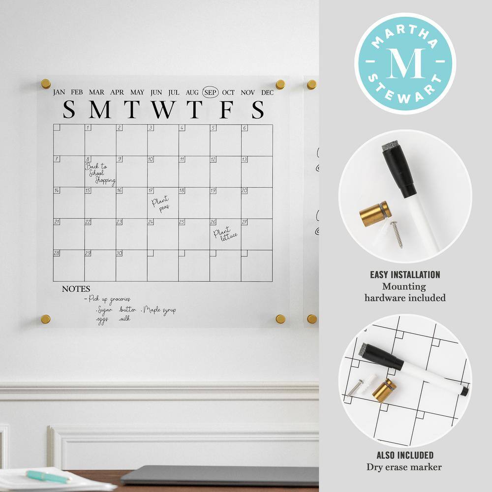 Clear Acrylic Wall Calendar and Notes Board Set with Marker