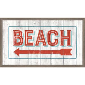 Vintage Beach Sign Framed Giclee Typography Art Print 27 in. x 16 in.