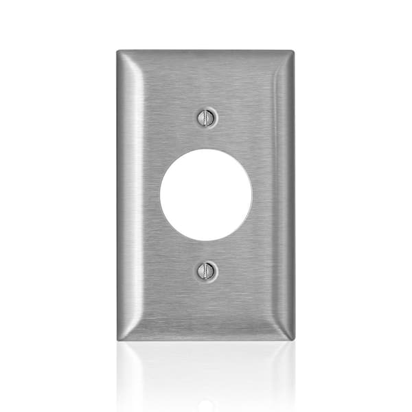 Leviton C-Series 1.406 in. Dia Magnetic Stainless Steel 1-Gang Single Outlet Opening Wall Plate, Standard Size