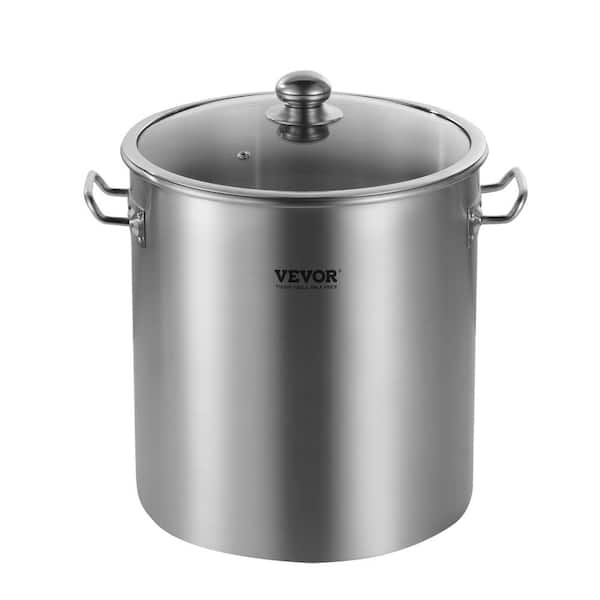 VEVOR Commercial Stockpot 24 qt. Stainless Steel Cooking Pots, Cookware Sauce Pot with Lid and Manual, Heavy Duty Grade