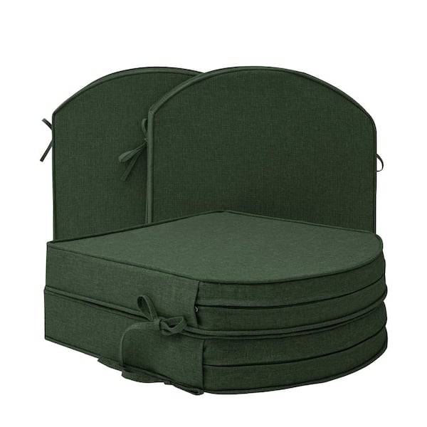17 x 16 Inch D-Shaped Outdoor Chair Cushions, Fade-Resistant Water-Resistant Patio Seat Pads with Ties, Removable Cover,