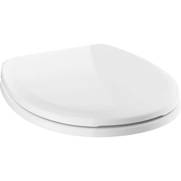 Delta Sanborne Round Closed Front Toilet Seat with NoSlip Bumpers in White