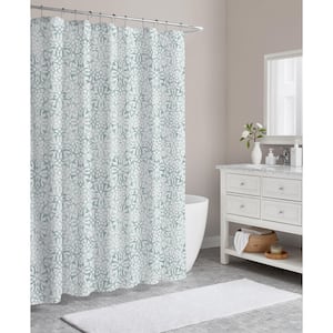 Rosana Watercolor Mint Polyester Canvas Shower Curtain
