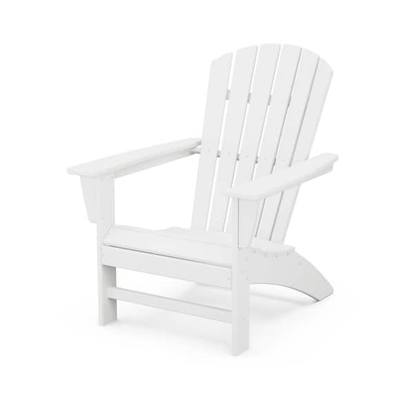 POLYWOOD Traditional Curveback White Plastic Outdoor Patio Adirondack Chair New 