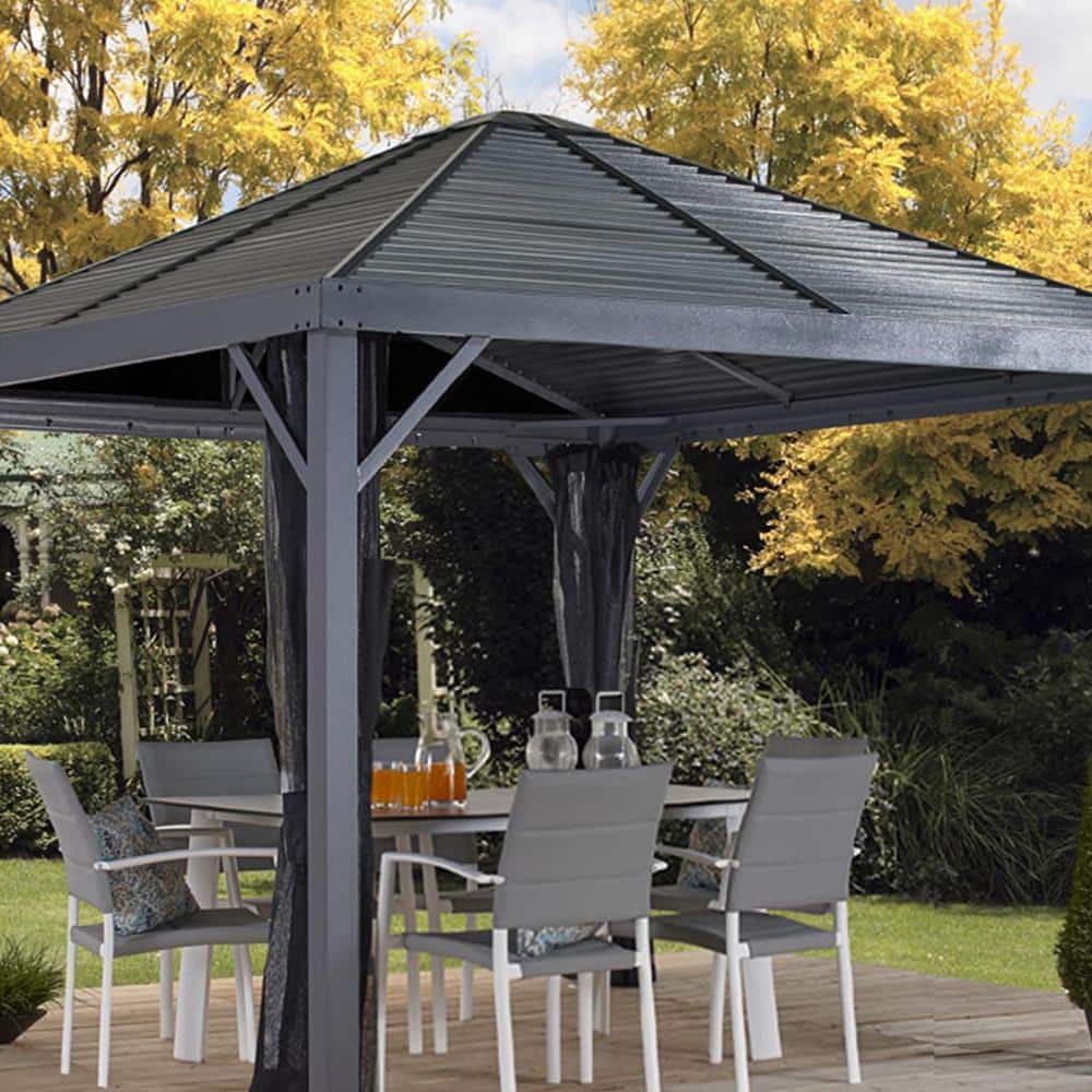 Sanibel Light Gray 8 ft. x 8 ft. Galvanized Steel Gazebo