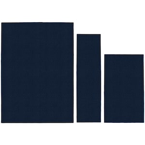 Town Square Navy 5 ft. x 7 ft. (3-Piece) Rug Set