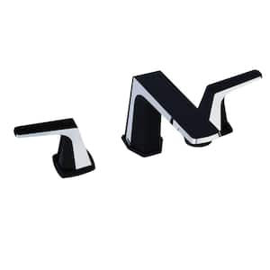 8 in. Widespread 2-Handle 3-Hole Bathroom Faucet with Pop-Up Drain in Matte Black and Chrome