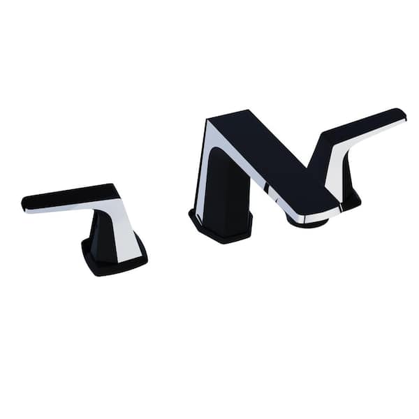 ANZZI 8 in. Widespread 2-Handle 3-Hole Bathroom Faucet with Pop-Up Drain in Matte Black and Chrome