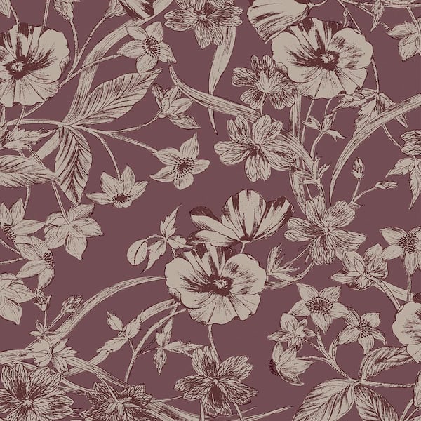 Laura Ashley Summerhill Pale Blackberry Red Removable Wallpaper Sample