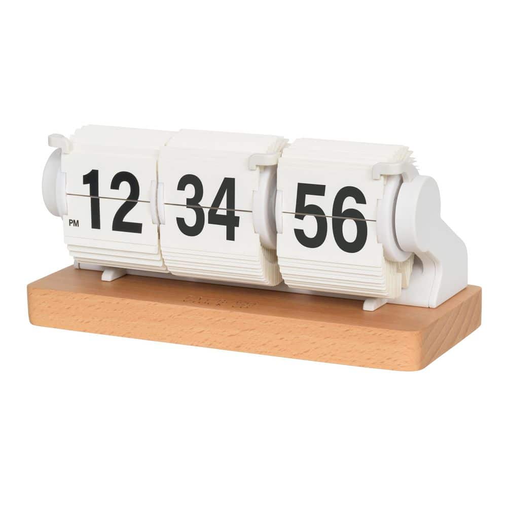 La Crosse Clock Rollins Mechanical White Flip Analog Quartz