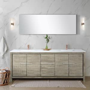 Lafarre 80 in W x 20 in D Rustic Acacia Double Bath Vanity, Cultured Marble Top and Rose Gold Faucet Set
