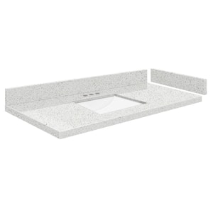 Silestone 39.75 in. W x 22.25 in. D Quartz White Rectangular Single Sink Vanity Top in Stellar Snow