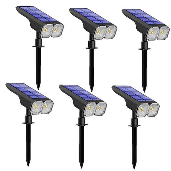 Black Integrated LED Outdoor Landscape Ground Light, 100 Lumens Solar Weather Resistant Outdoor Path Lights (6-Pieces)