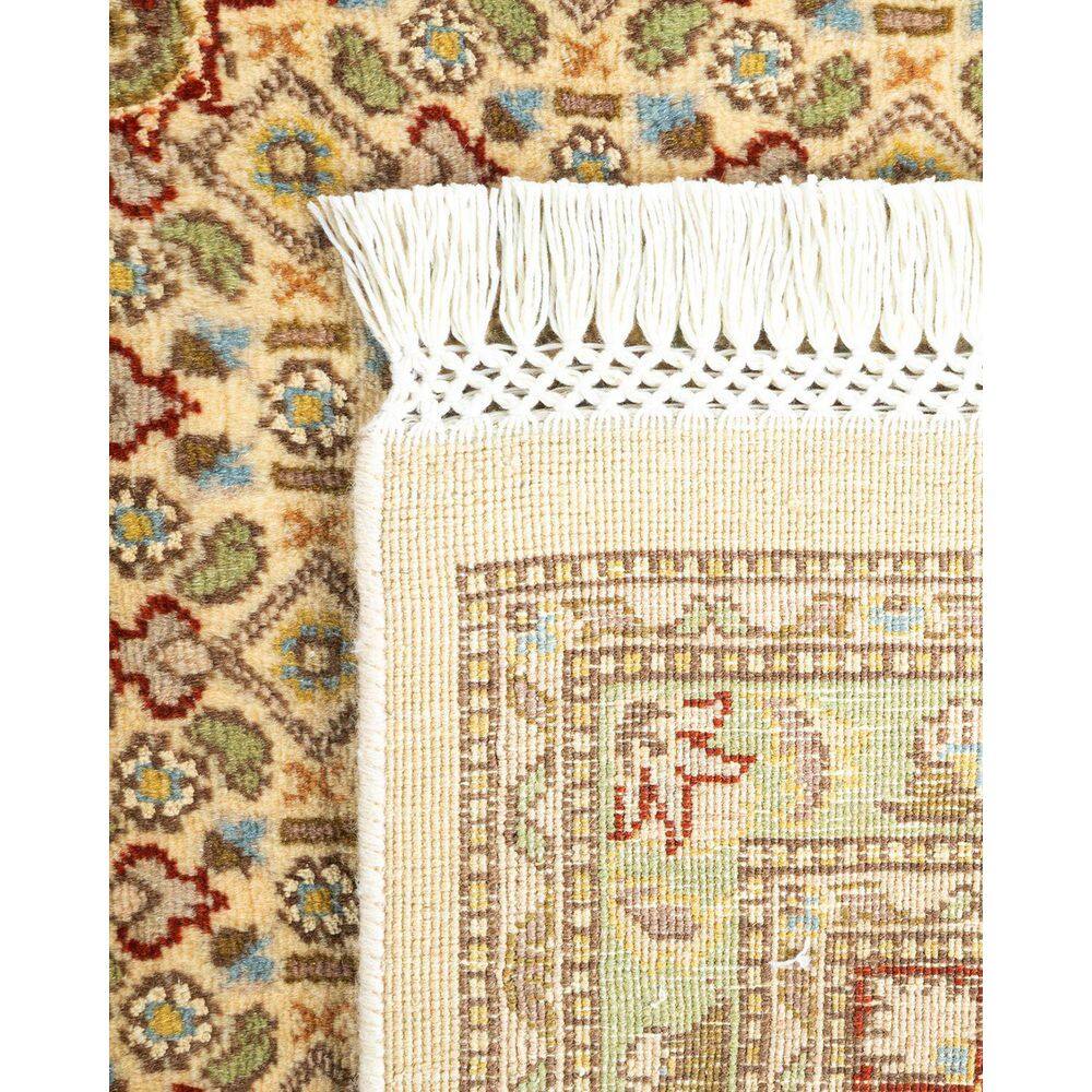 Ivory and Red Hand-Knotted Wool 8' x 10' Oriental Rug