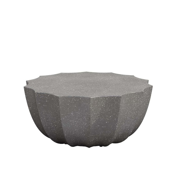 Unbranded 35.43 in. Gray Round Cement Coffee Table, Modern Coffee Table Accent Table Center Table for Living Room Patio Garden