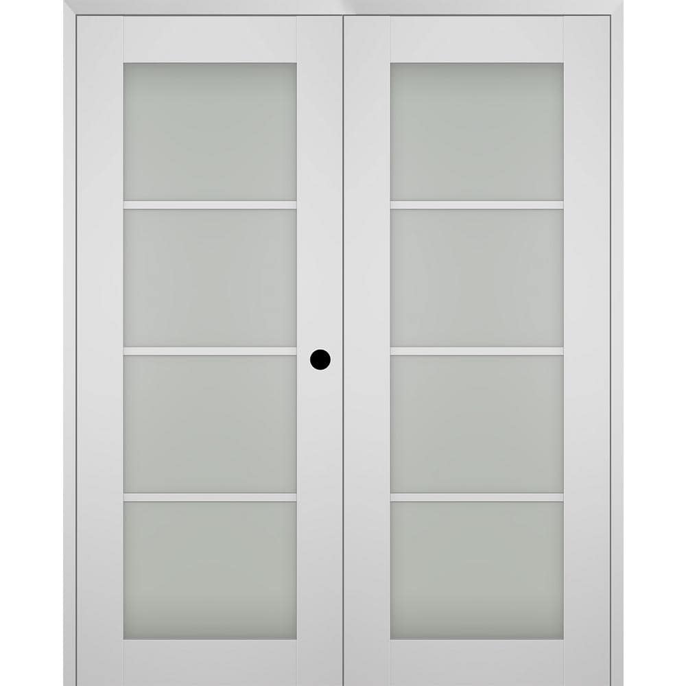 Smart Pro 48 in. x 80 in. Left Hand Active 4-Lite Frosted Glass Polar White Wood Composite Double Prehung French Door price history on PriceWatchPro