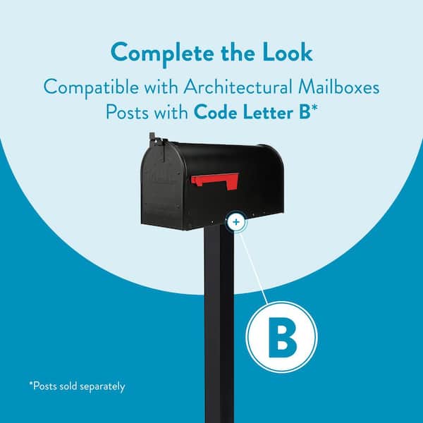 Admiral Textured Black, Large, Aluminum, Post Mount Mailbox
