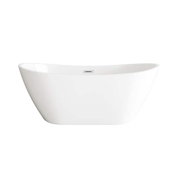 Timeless Home 72 in. x 31.5 in. Soaking Bathtub with Center Drain in Glossy White