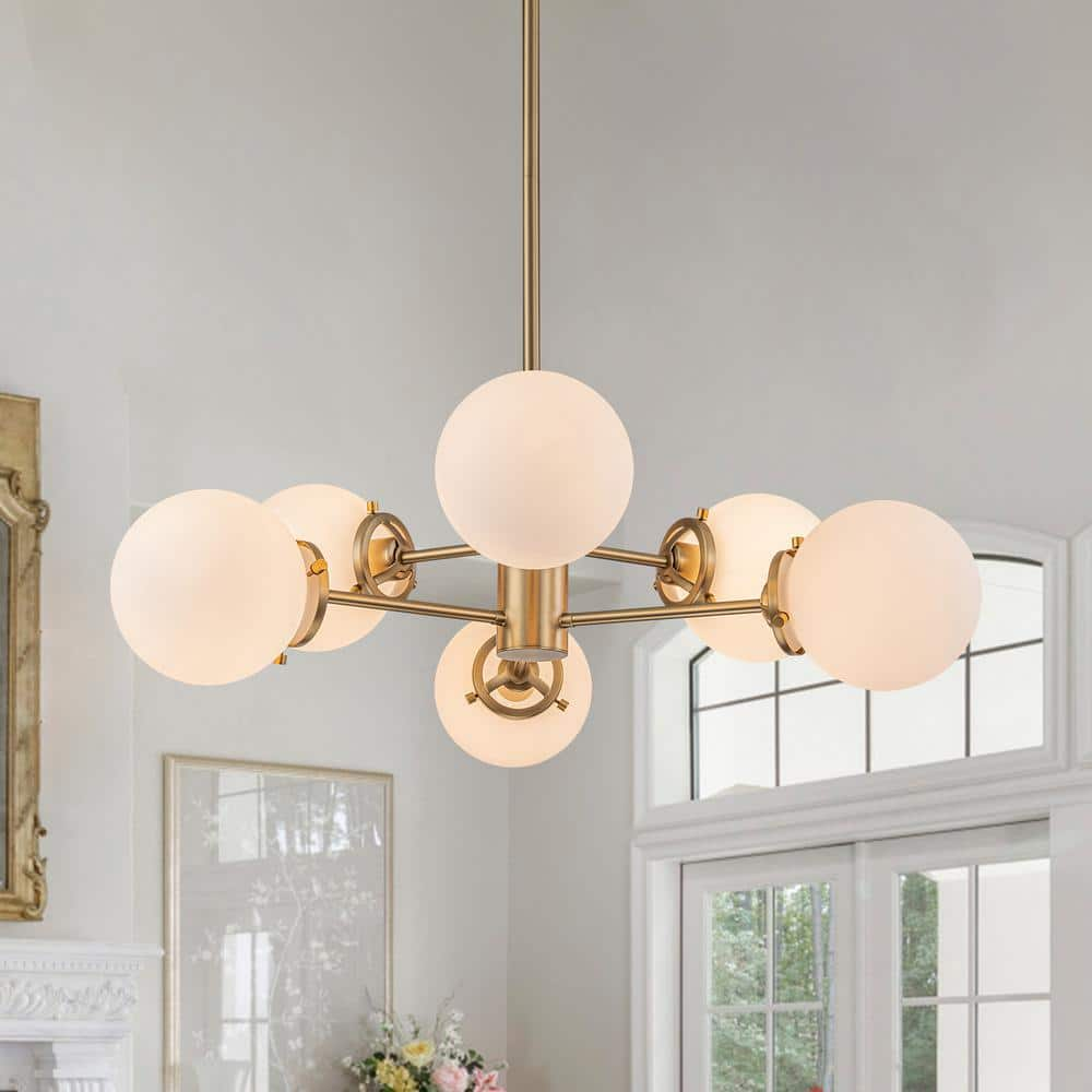 EDISLIVE Lydia 6-Light Aged Brass Modern Sputnik Chandelier with Globe  Shade 81010000046728 - The Home Depot