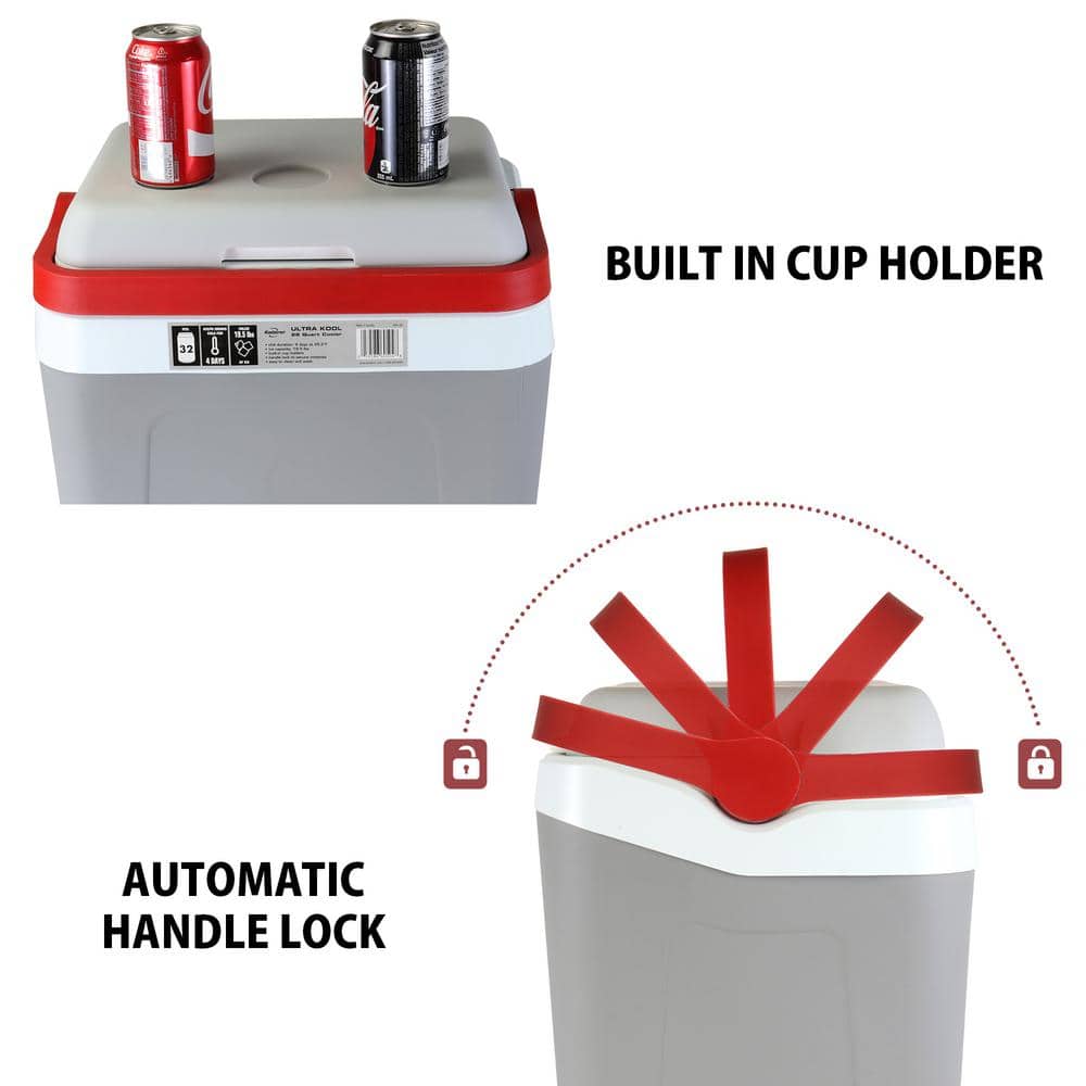 Gray Electric Insulated Portable Cooler Bag with Locking Handle
