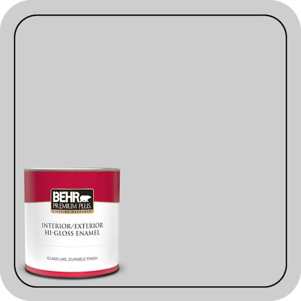 BEHR PREMIUM PLUS 1 qt. #770E-2 Silver Screen color Hi-Gloss Enamel Interior/Exterior Paint & Primer