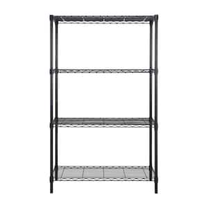4-Tier Steel Wire Shelving Unit Black Coating Finish