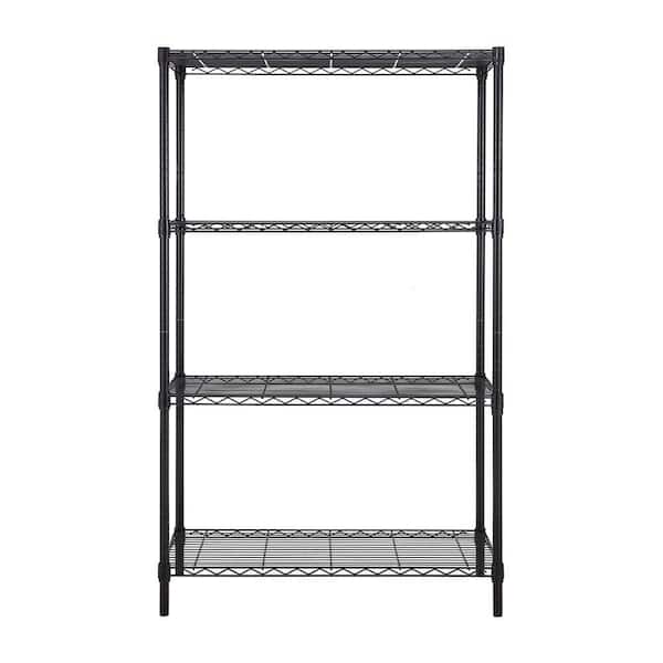 4-Tier Steel Wire Shelving Unit Black Coating Finish