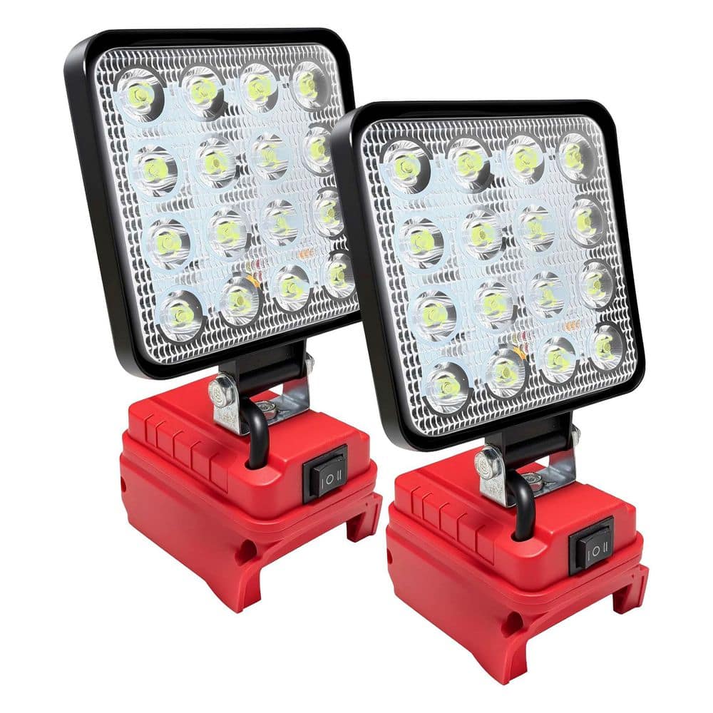 2pcs 48W 3800 Lumen LED Flood Work Light Cordless Power Source