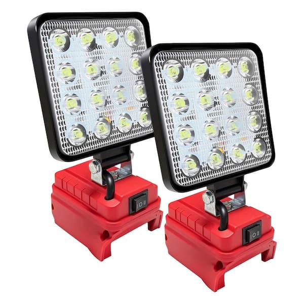 2pcs 48W 3800 Lumen LED Flood Work Light Cordless Power Source