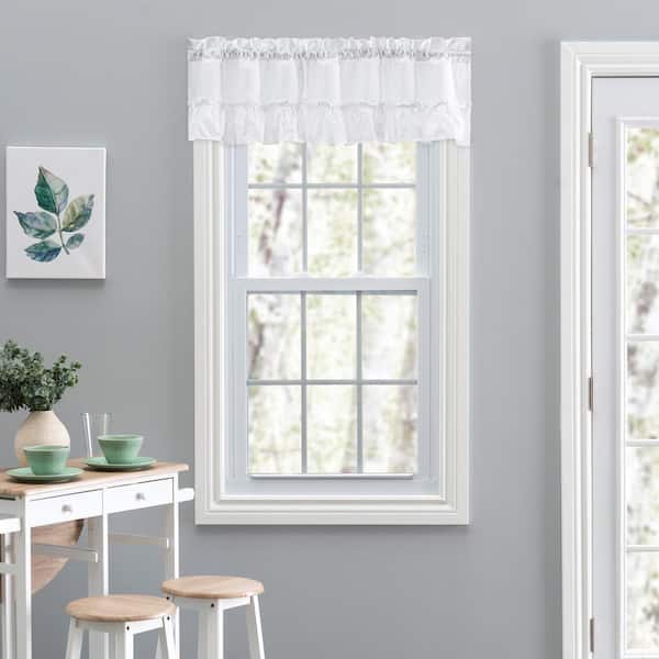 Stacey 13 in. L Polyester/Cotton Ruffled Filler Valance in White