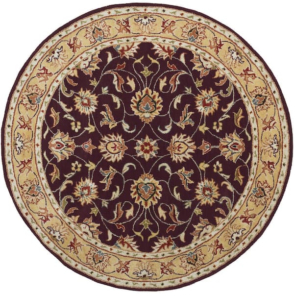 Livabliss John Plum 4 ft. x 4 ft. Round Area Rug