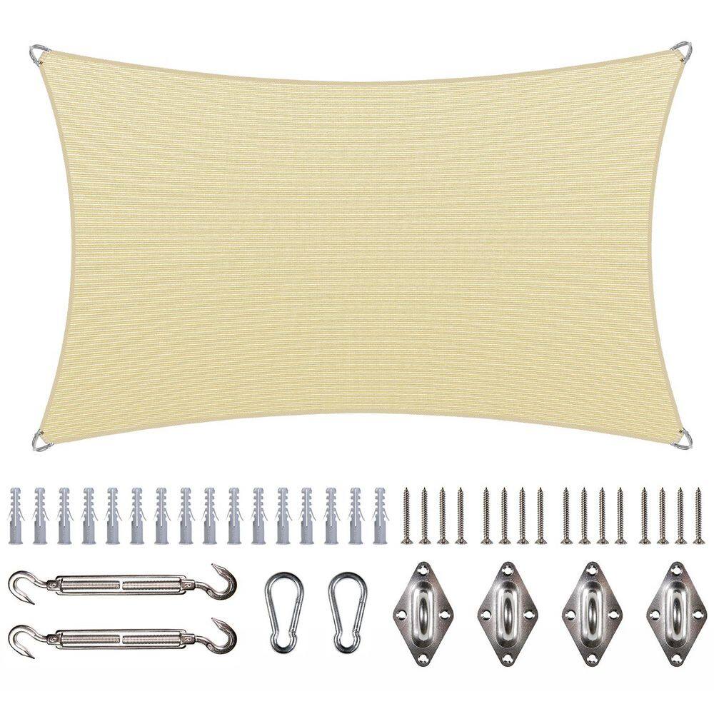 18 ft. x 20 ft. Rectangle Pro Ring Sun Shade Sail with Hardware Kit-Beige price history on PriceWatchPro