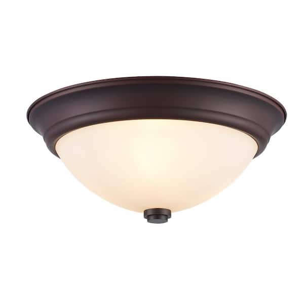 Bel Air Lighting Mod Pod 15 in. 3-Light Oil Rubbed Bronze Flush Mount Ceiling Light Fixture with Frosted Glass Shade