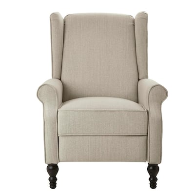 Reedbury Biscuit Tan Upholstered Wingback Pushback Recliner