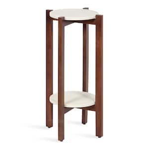 Moxley 12 in. D Walnut Brown 24.25 in. H Marble End Table