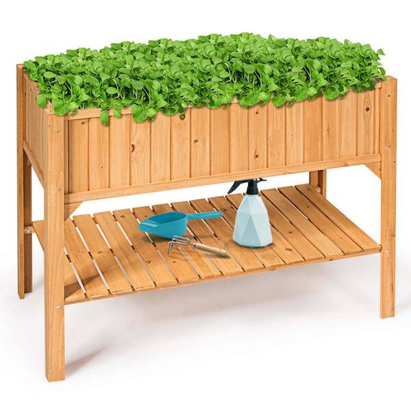Cisvio Raised Garden Bed Elevated Planter Stand Standing Garden Herb Garden Timber