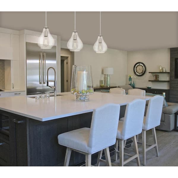 Wes 1-Light Brushed Nickel Mini Pendant with Clear Glass Shade