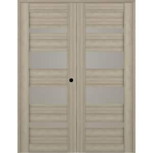Mirella 36" x 80" Left Hand Active 4-Lite Frosted Glass Shambor Finished Wood Composite Double Prehung French Door