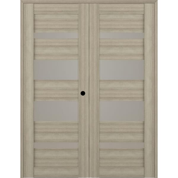 Belldinni Mirella 72" x 84" Left Hand Active 5-Lite Frosted Glass Shambor Finished Wood Composite Double Prehung French Door