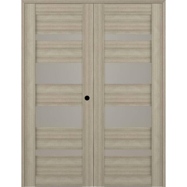 Belldinni Mirella 56" x 96" Left Hand Active 5-Lite Frosted Glass Shambor Finished Wood Composite Double Prehung French Door
