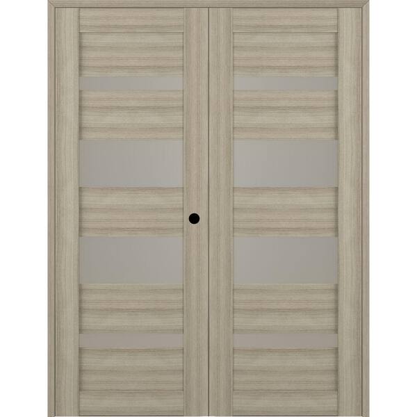 Belldinni Mirella 64" x 96" Left Hand Active 5-Lite Frosted Glass Shambor Finished Wood Composite Double Prehung French Door