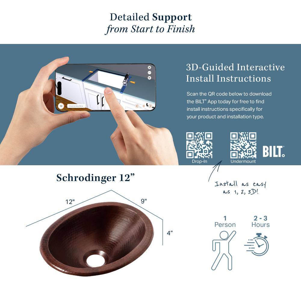 Schrodinger 12" Handcrafted Copper Bathroom Sink
