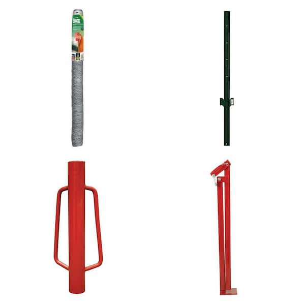 2 in. Poultry Netting, 4 ft. U Post, Post Driver, T-Post Puller Combo