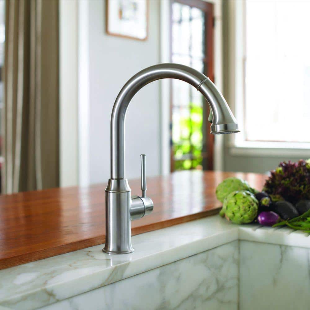 Steel Optik Stainless Steel Pull-Out Spray Kitchen Faucet