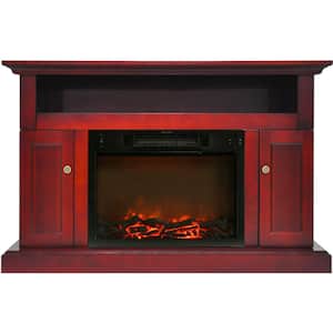 Kingsford 47 in. Electric Fireplace with 1500-Watt Log Insert and Entertainment Stand in Cherry