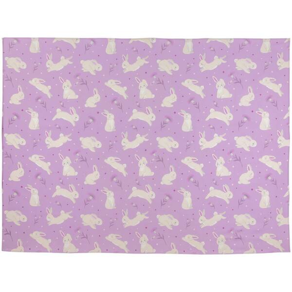 Easter Rabbit Rectangular Polyester Tablecloth-70 in. D x 52 in. W -Purple