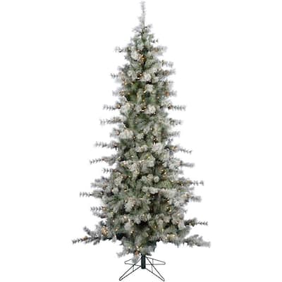 9 ft. Buffalo Fir Slim Artificial Christmas Tree with LED String Lighting