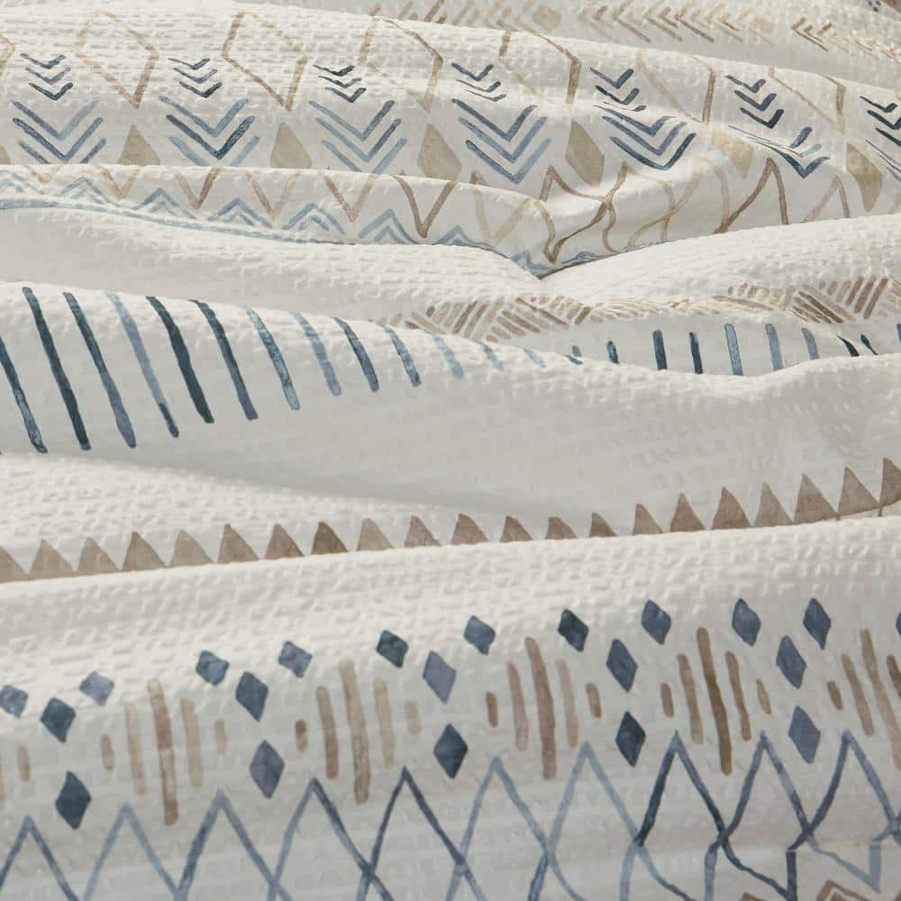 Full Blue Microfiber Reversible Comforter Set with Tassels